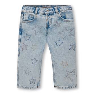 Only Mini Carly Dad Straight Star Denim Jeans - Light Blue Denim - 92 cm