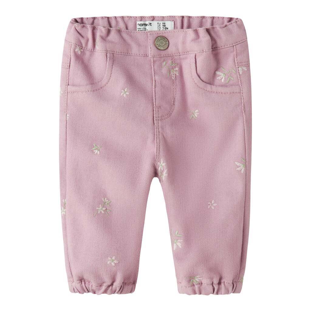 Name It Rose Loose Twill Pants - Dawn Pink - 50 cm