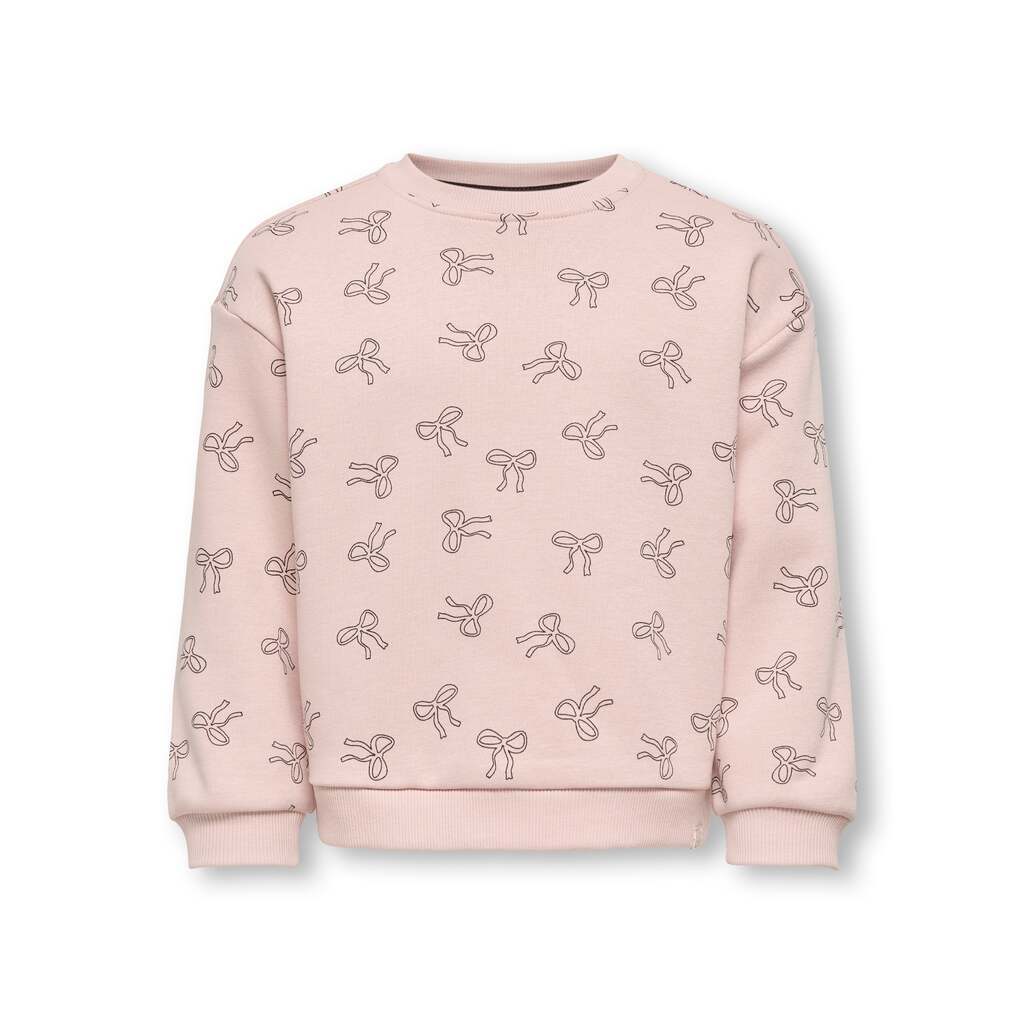 Only Mini Bowie Life Loose Sweatshirt - Rose Smoke Bows/Black Coffe - 92 cm