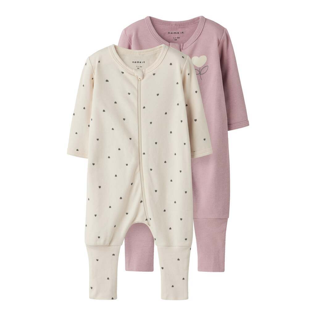 Name It Nightsuit 2 pak Heart - Summer Sand - 50 cm