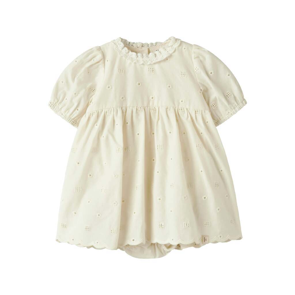 Lil Atelier Flores SS Body Dress - Coconut Milk - 68 cm