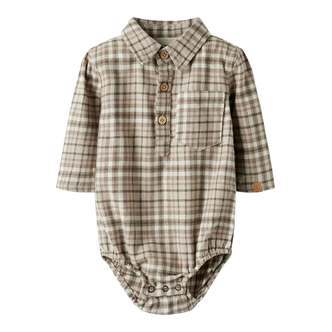 Lil Atelier Rebel LS Body Shirt - Sepia Tint - 56 cm