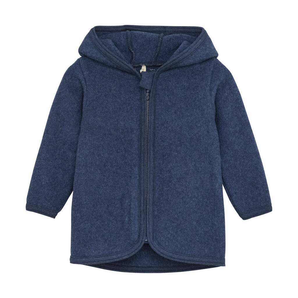 Huttelihut  Babyjakke m. øre - Navy Melange - 50 cm