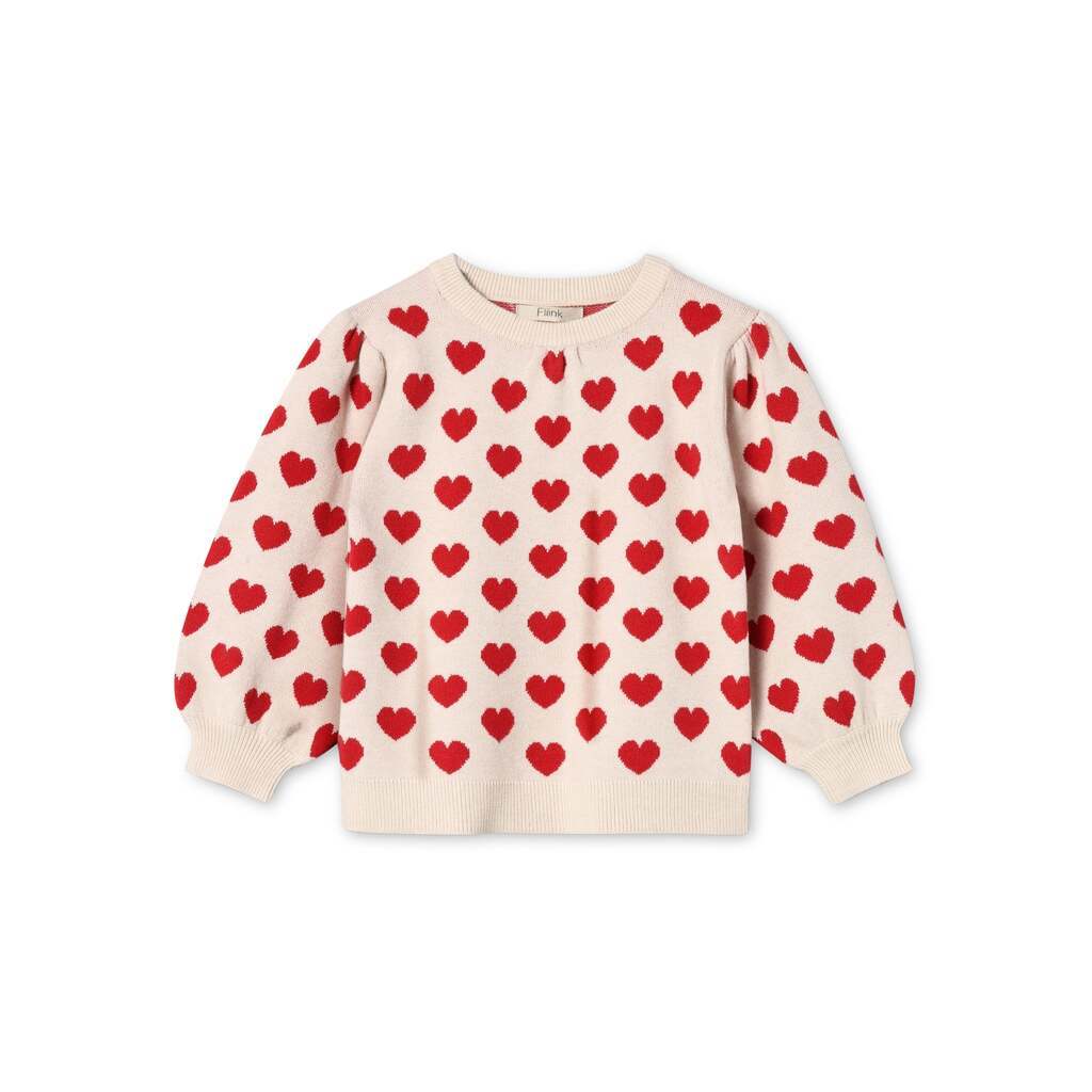 Fliink Alon Heart Pullover - Pompeian Red/Sandshell - 80 cm