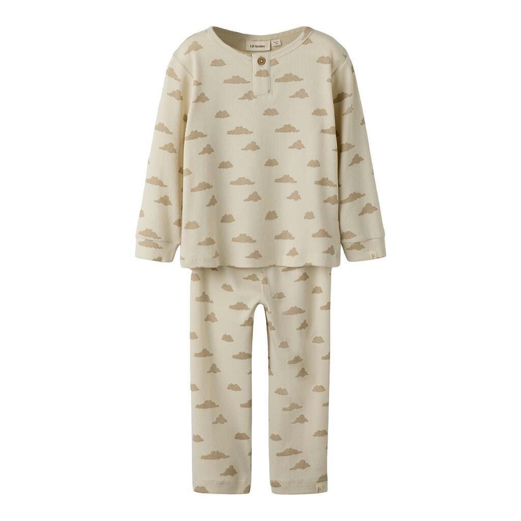 Lil Atelier Gago LS Nightset - Turtledove/Sky - 92 cm