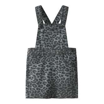 Name It Ophelia Twill Spencer Dress - Night Owl Grey/Leopard - 92 cm