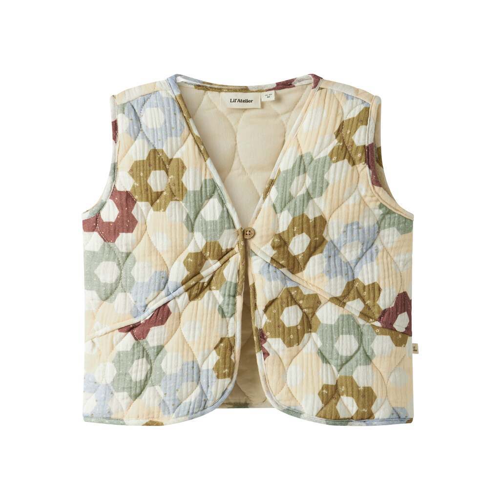 Lil Atelier Talia Quilt Vest - Coconut Milk - 92 cm