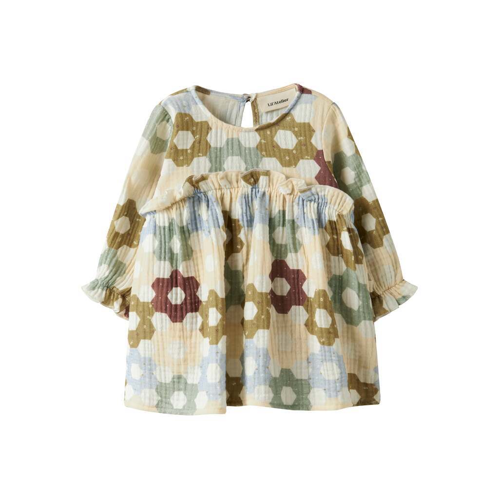 Lil Atelier Talia LS Body Dress - Coconut Milk - 56 cm