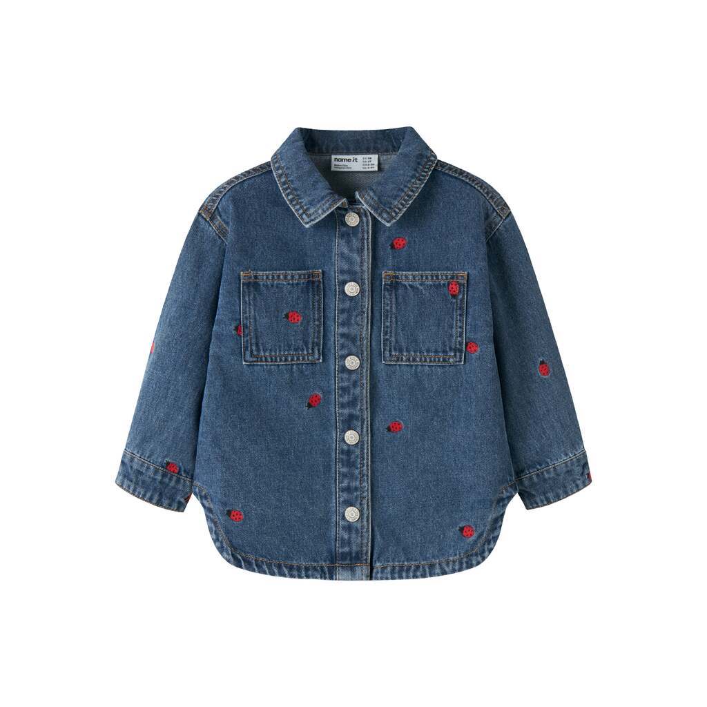 Name It Nina - Emb Denim Jacket - Medium Blue Denim/Lady Bug - 92 cm