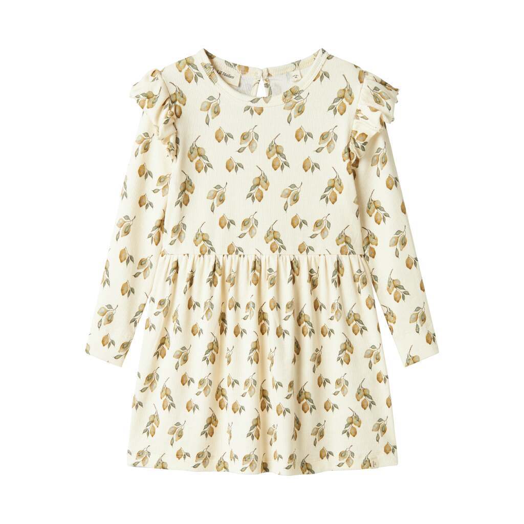 Lil Atelier Gavo Enk Dress - Turtledove/Lemon - 92 cm