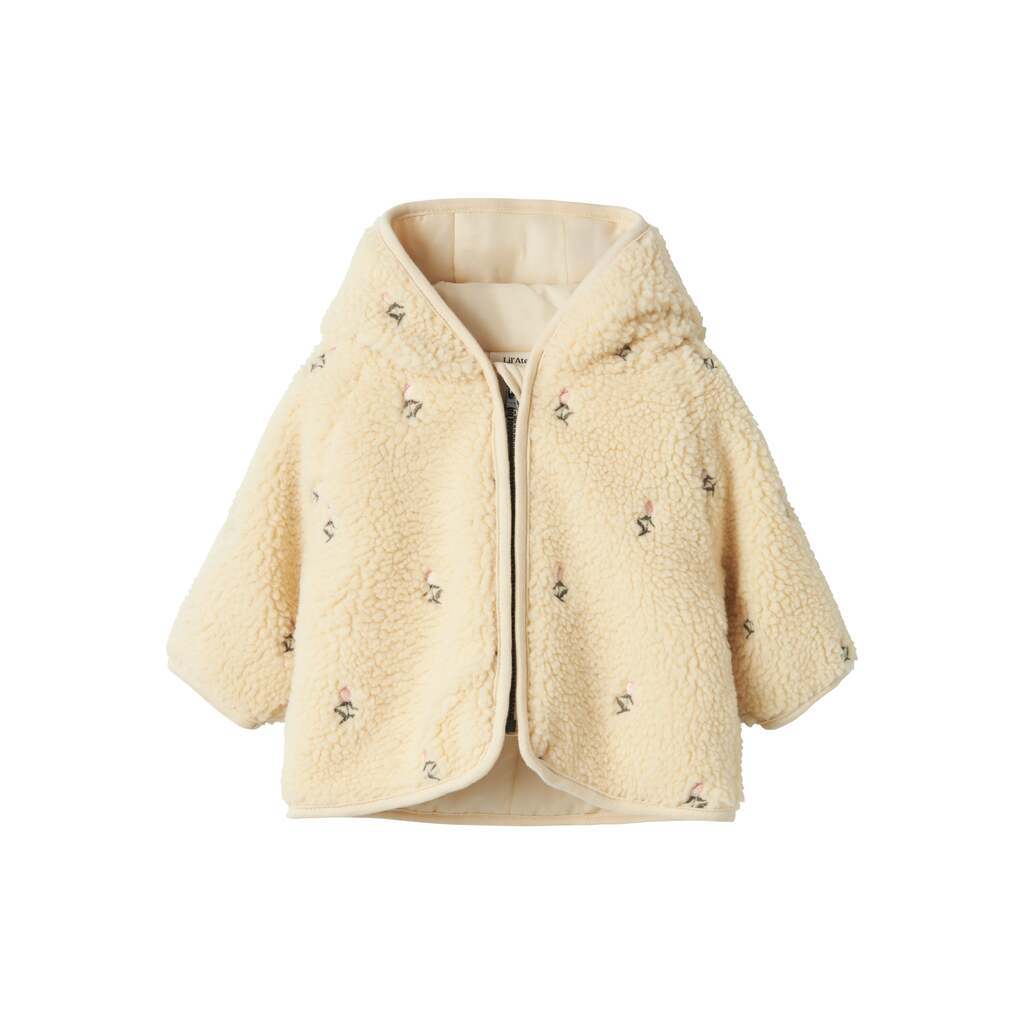 Lil Atelier Nalo Loose Sherpa Jakke - Bleached Sand - 56 cm