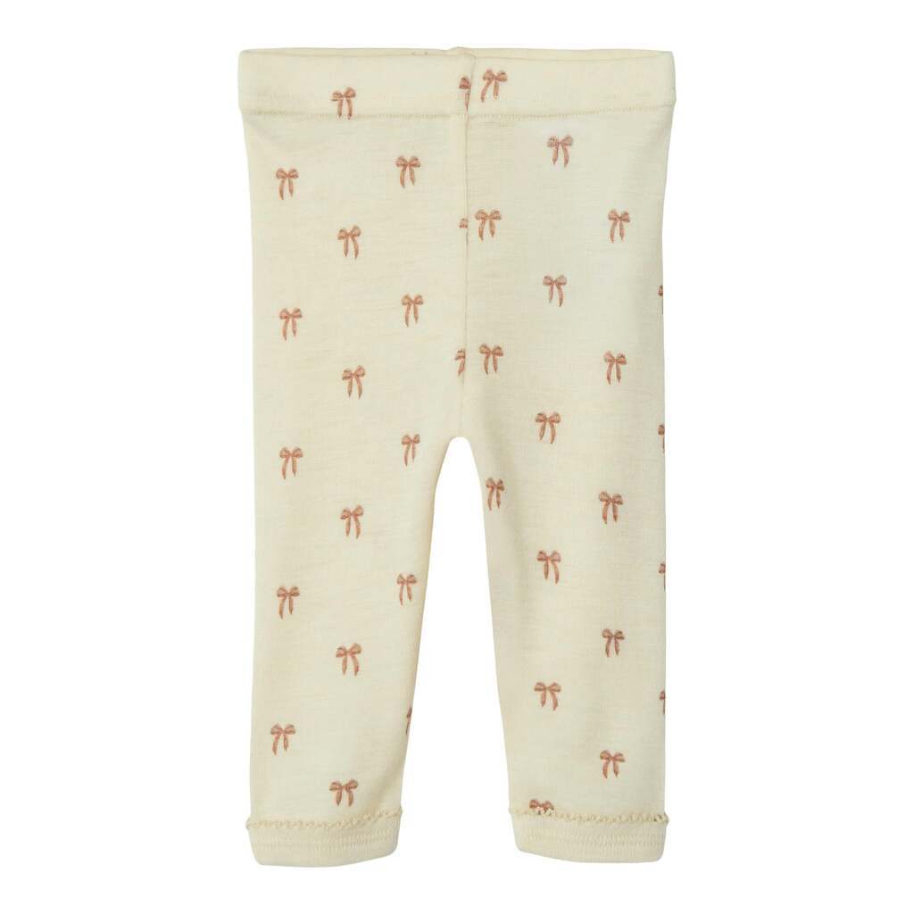 Lil Atelier Nalu Wool Leggings - Turtledove/Bow - 56 cm