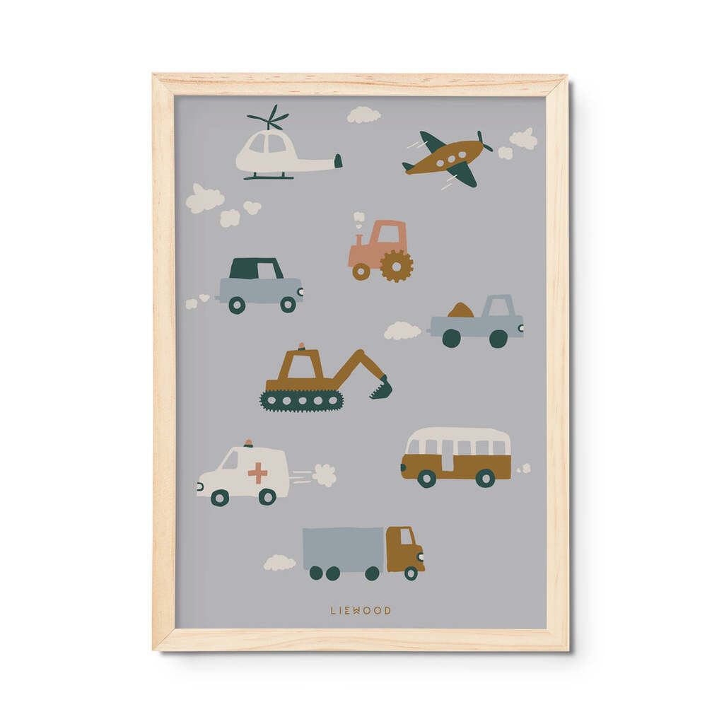 Liewood Beverly plakat - Vehicles / Dove blue
