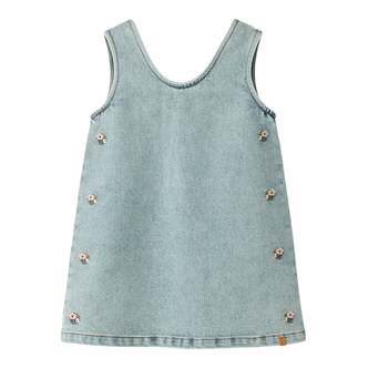 Lil Atelier Darlee Doa Denim Spencer - Medium Blue Denim/Flower - 92 cm