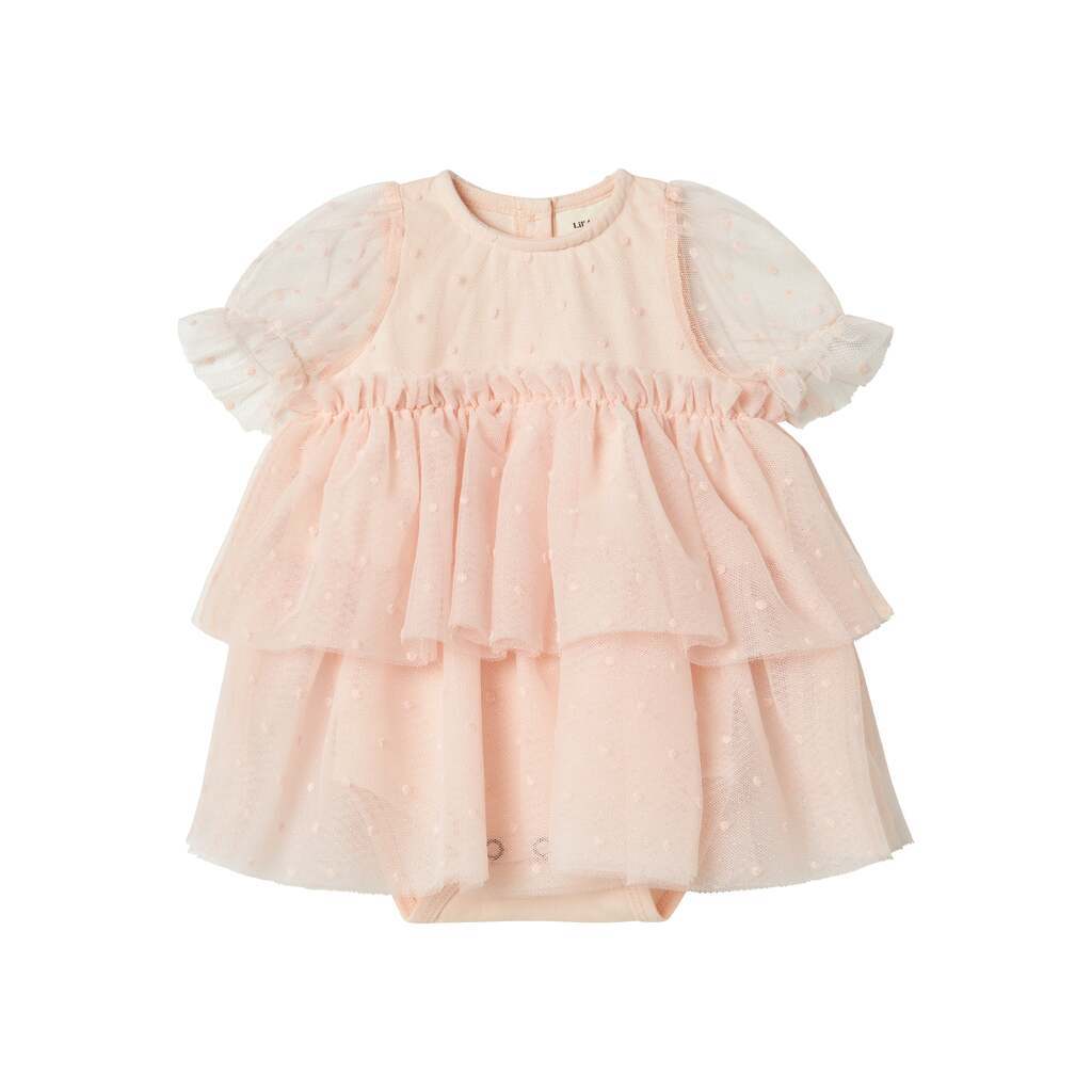 Lil Atelier Frilla Loose Tulle Bodydress - Peach Blush - 68 cm