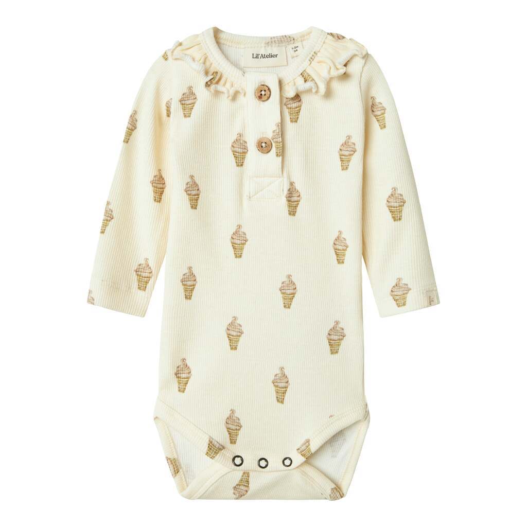 Lil Atelier Gavo Emo Body - Turtledove/Ice Cream - 56 cm