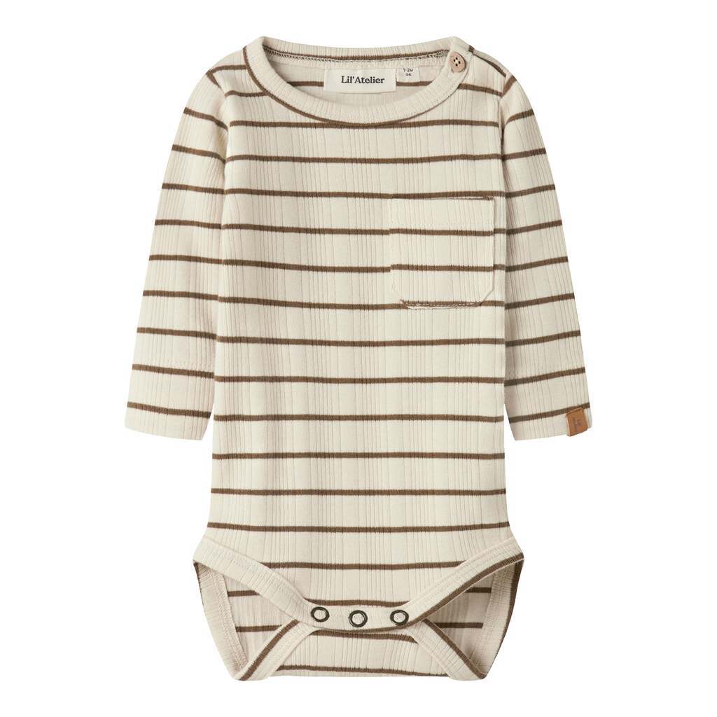 Lil Atelier Kaby - LS Slim Body - Turtledove/Kangaroo - 56 cm