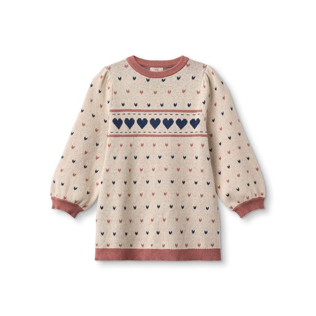 Fliink Nova Multi Heart Dress - Sandshell - 86 cm