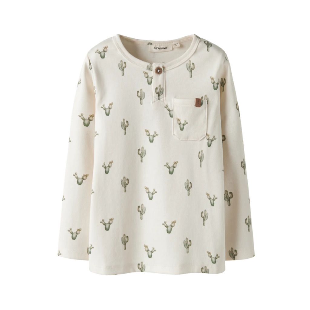 Lil Atelier Layo Sio LS Slim Top - Coconut Milk/Cactus - 92 cm