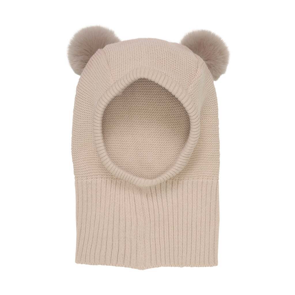 Huttelihut Elefanthue m. PomPom - Light Camel - 0-1 år