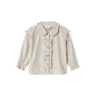 Lil Atelier Olena Loose Shirt - Pastel Parchment - 92 cm