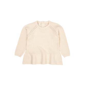 Copenhagen Colors Strik Bluse med flæse - Cream - 80 cm