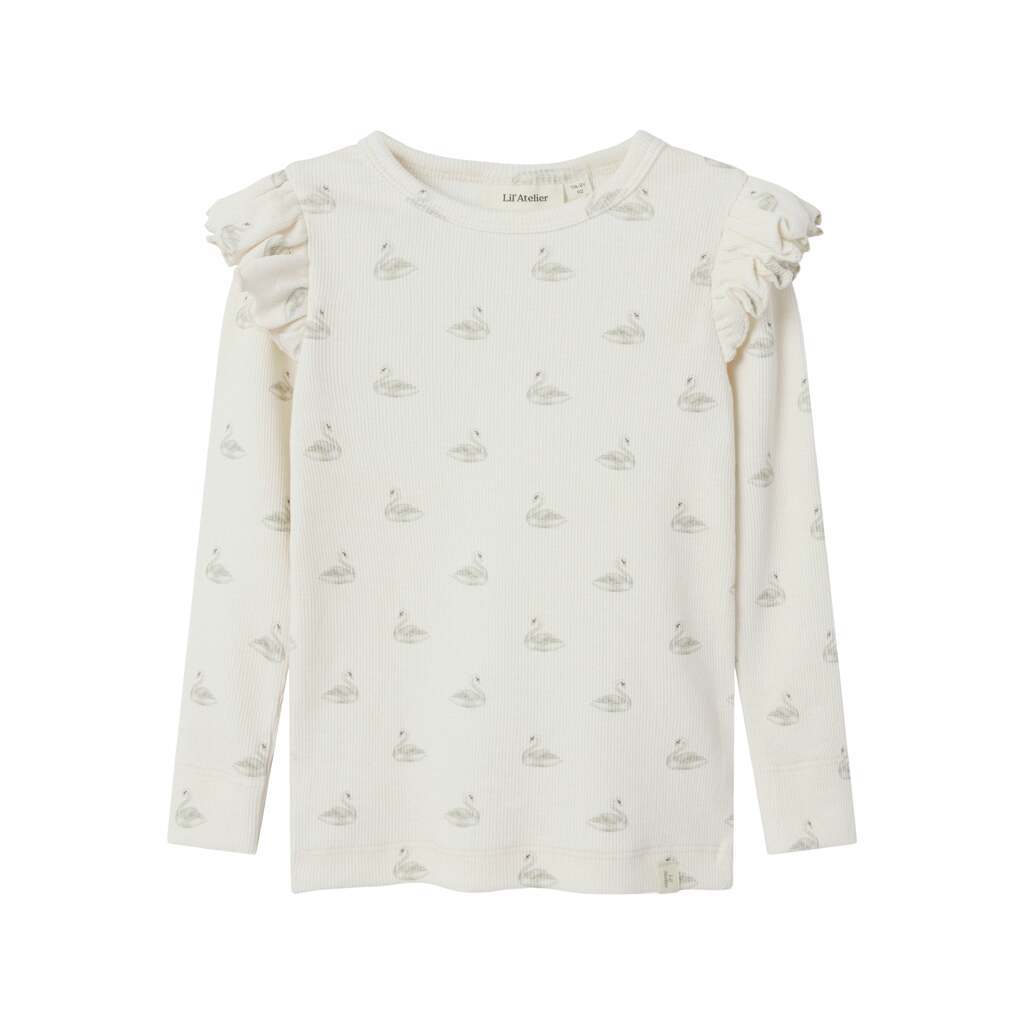 Lil Atelier Gavo Eko Slim Top NOOS - Pastel Parchment/Swan - 92 cm