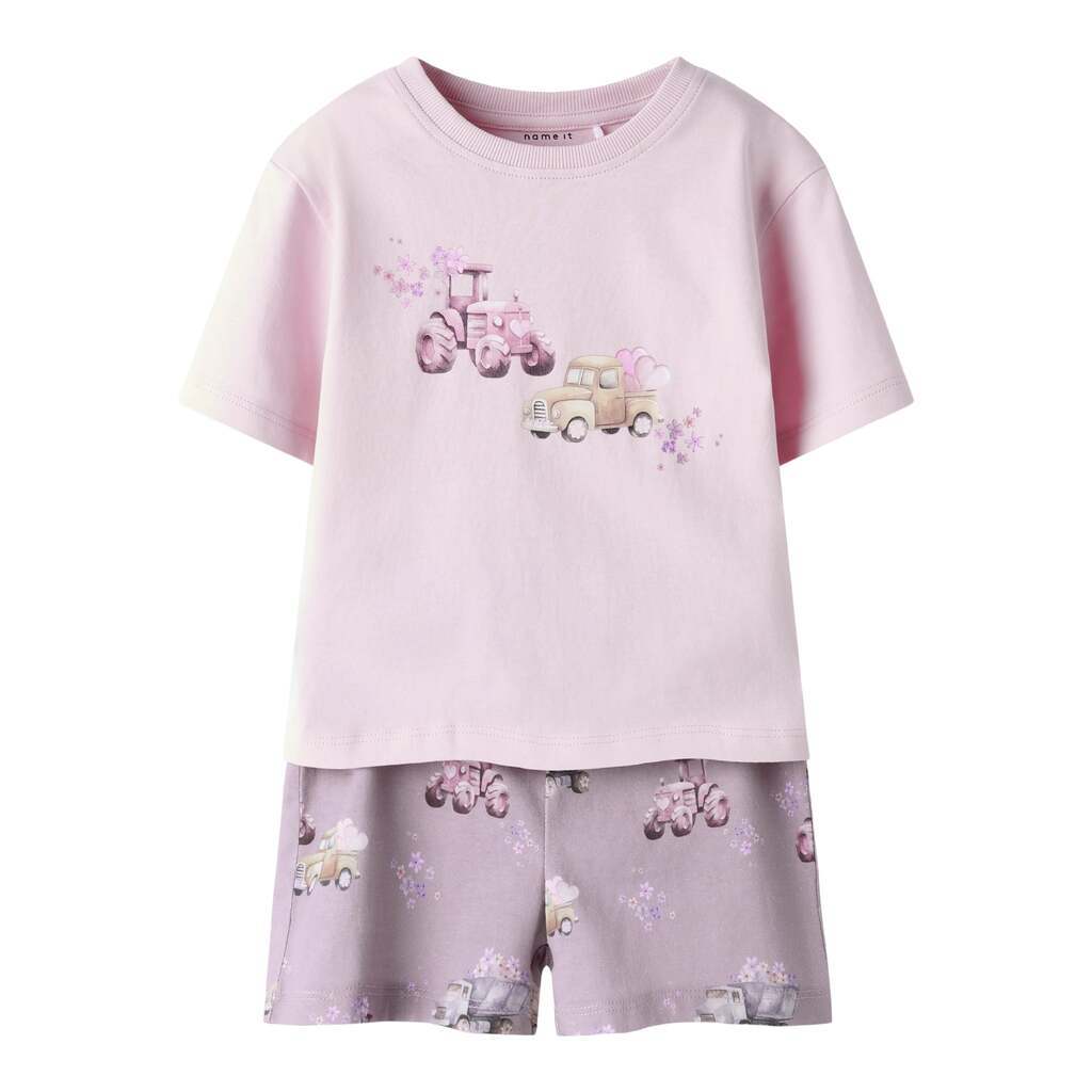 Name It Helga Shorts Sæt - Cameo Pink/Elderberry Shorts - 92 cm