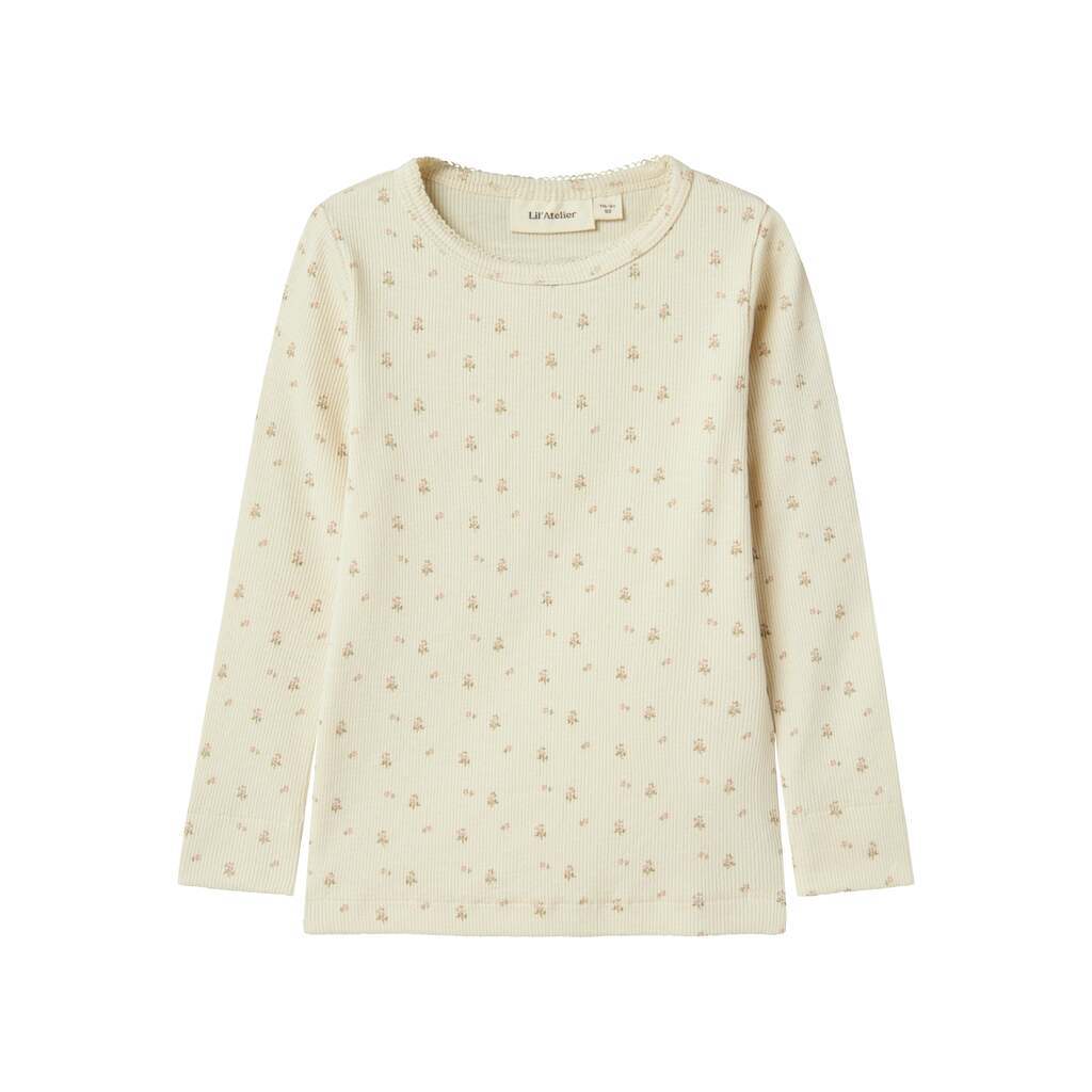 Lil Atelier Gago Slim Shirt - Turtledove/Flower - 92 cm