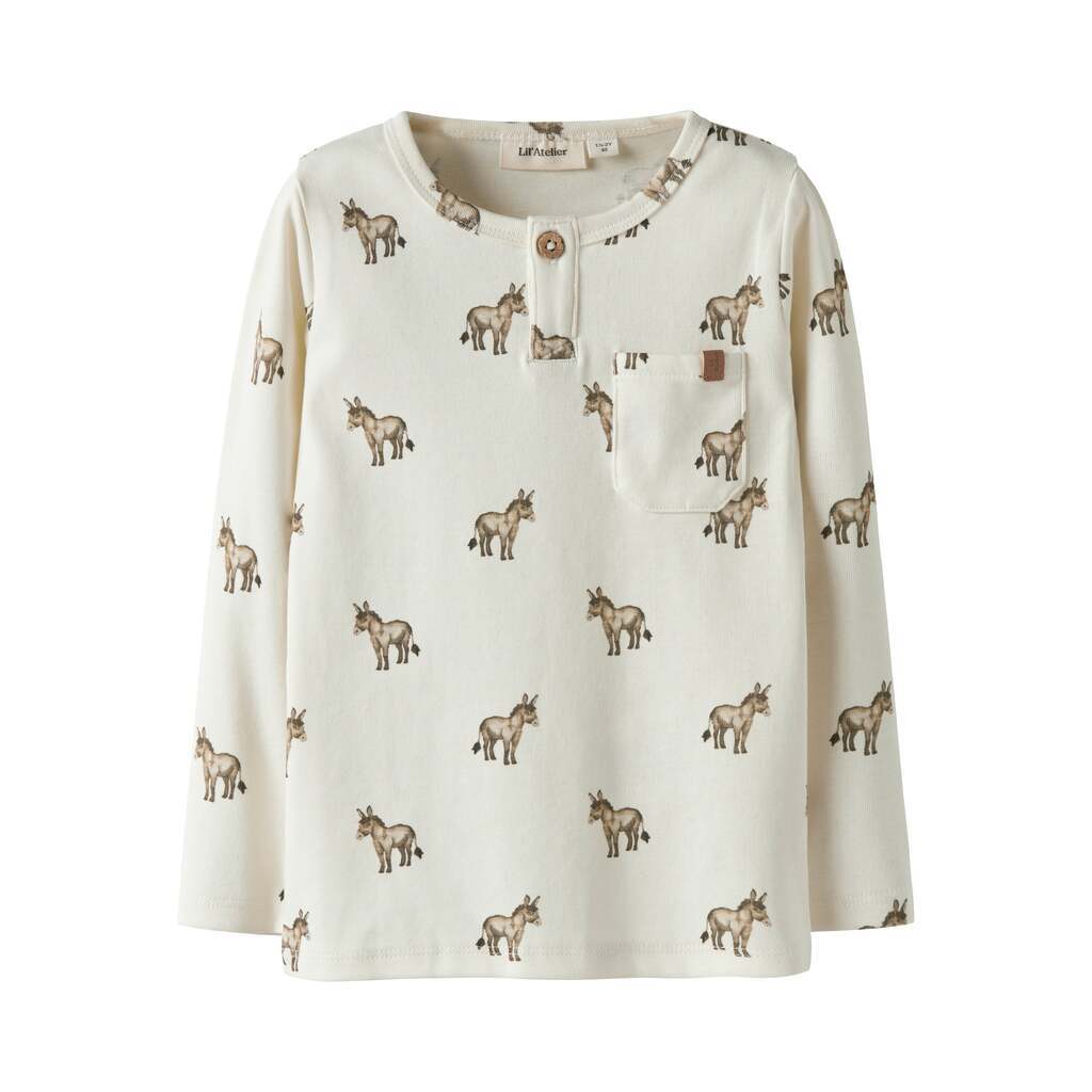 Lil Atelier Layo Sio LS Slim Top - Coconut Milk/Donky - 92 cm