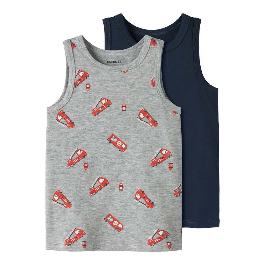 Name It Tank Top 2pak Grey Firetruck - Grey Melange - 86 cm