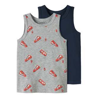 Name It Tank Top 2pak Grey Firetruck NOOS - Grey Melange - 86 cm
