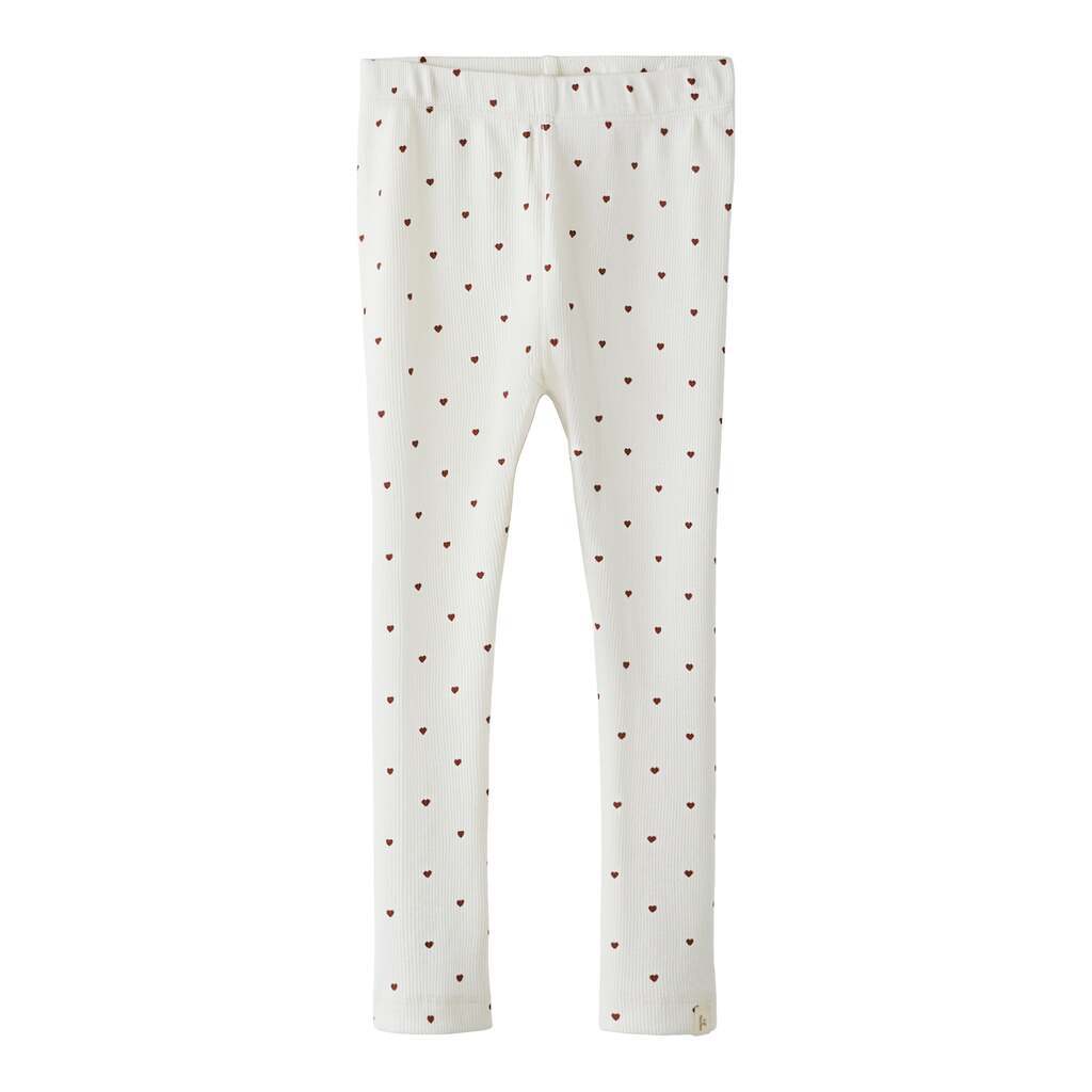 Lil Atelier Gago Slim Leggings NOOS - Coconut Milk Heart - 92 cm