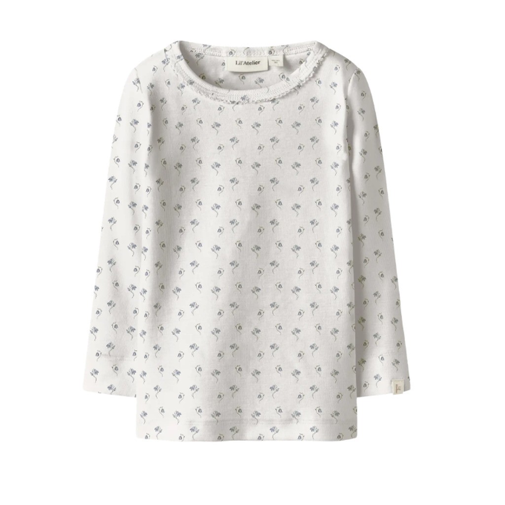 Lil Atelier Gayo Sag LS Slim Top - Coconut Milk Bell Flower - 92 cm