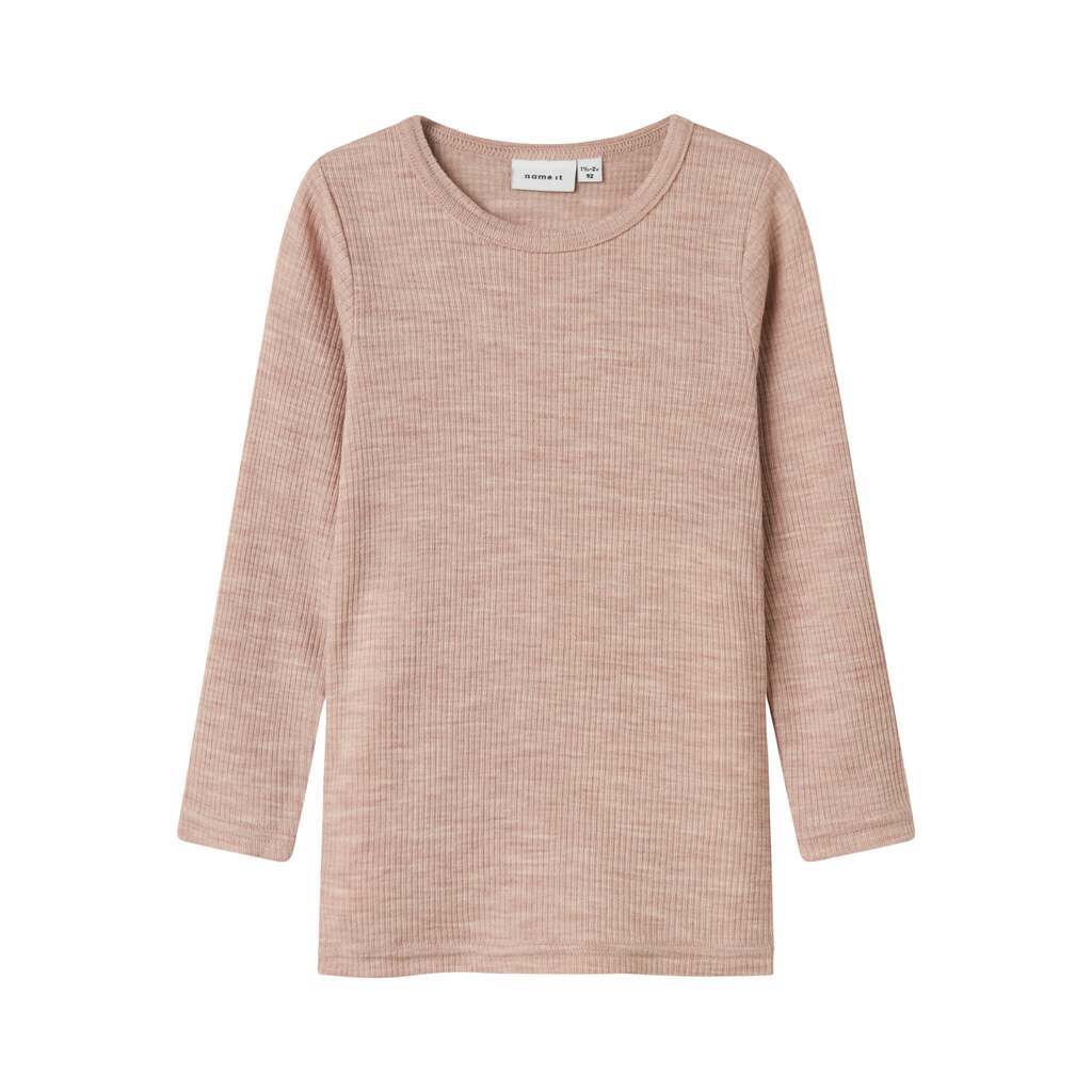 Name It Wax Wool Rib LS Top - Shadow Gray - 92 cm