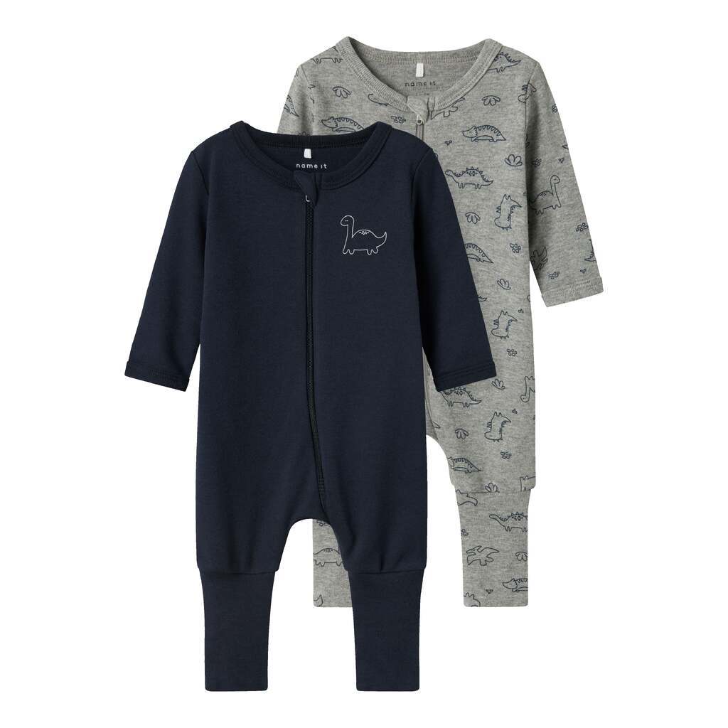 Name It Nightsuit 2 pak Dino - Grey Melange - 50 cm