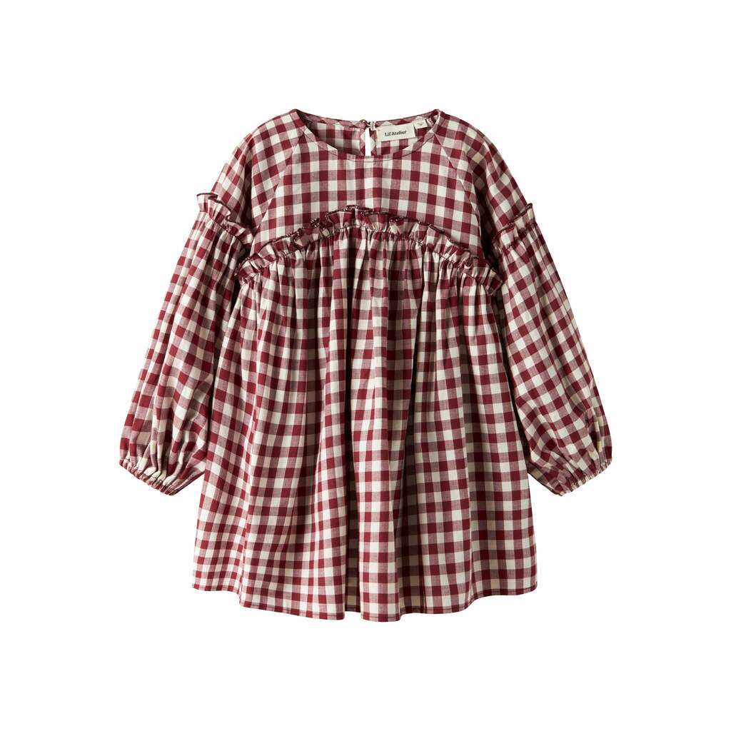 Lil Atelier Rio LS Loose Dress - Red Dahlia - 92 cm