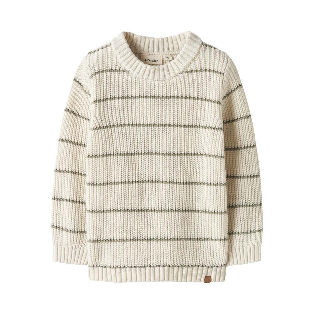 Lil Atelier Emlen LS Knit Stripes - Coconut Milk/Stripes - 92 cm