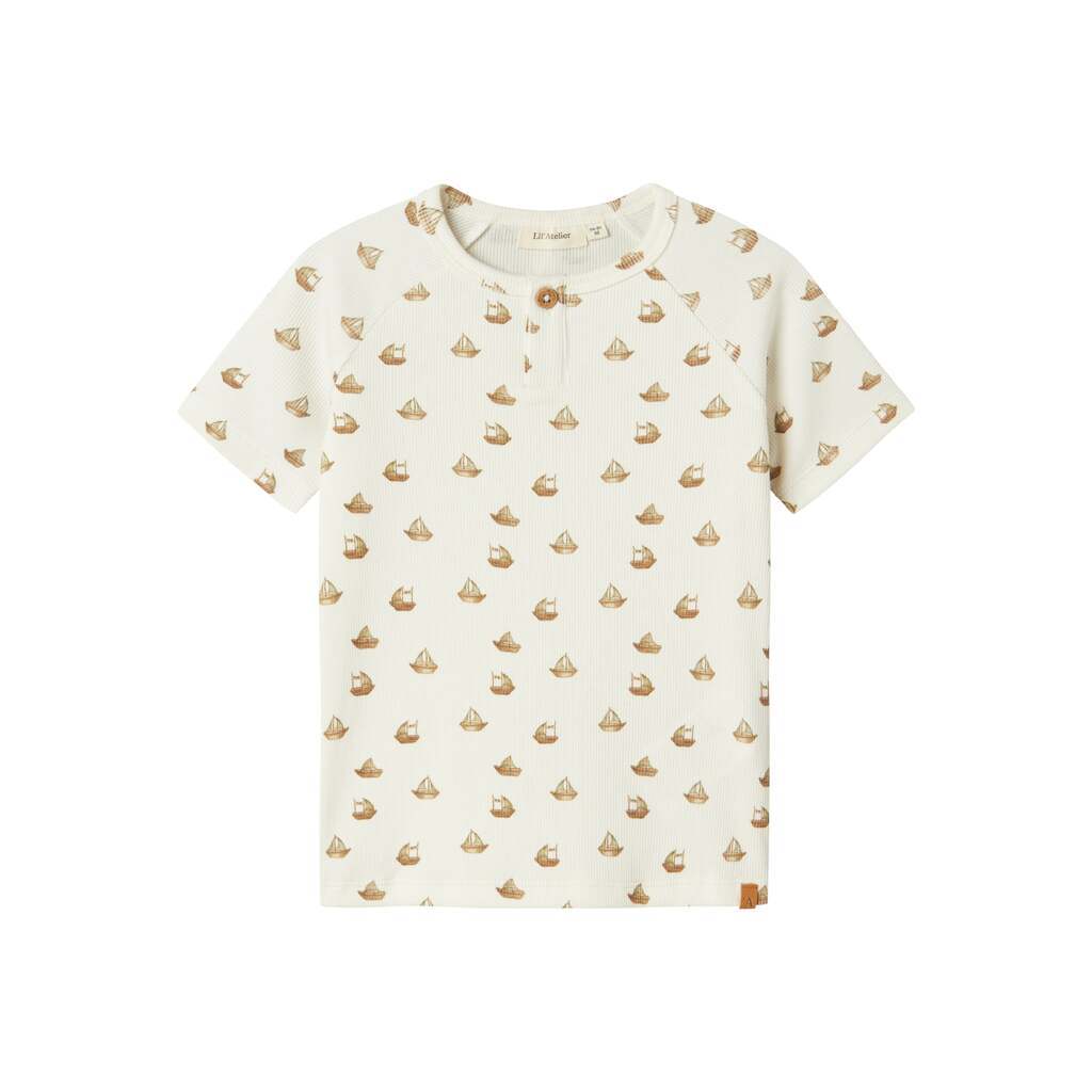 Lil Atelier Lavo Eni SS Top - Coconut Milk/Boat - 92 cm