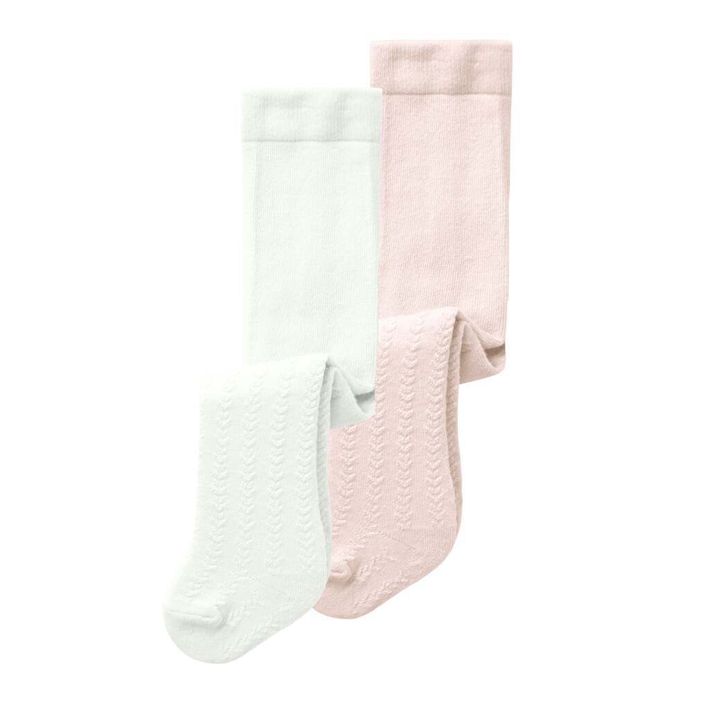 Name It Ditta 2 pack strømpebukser - Bright White/Ballerina - 50/56 cm