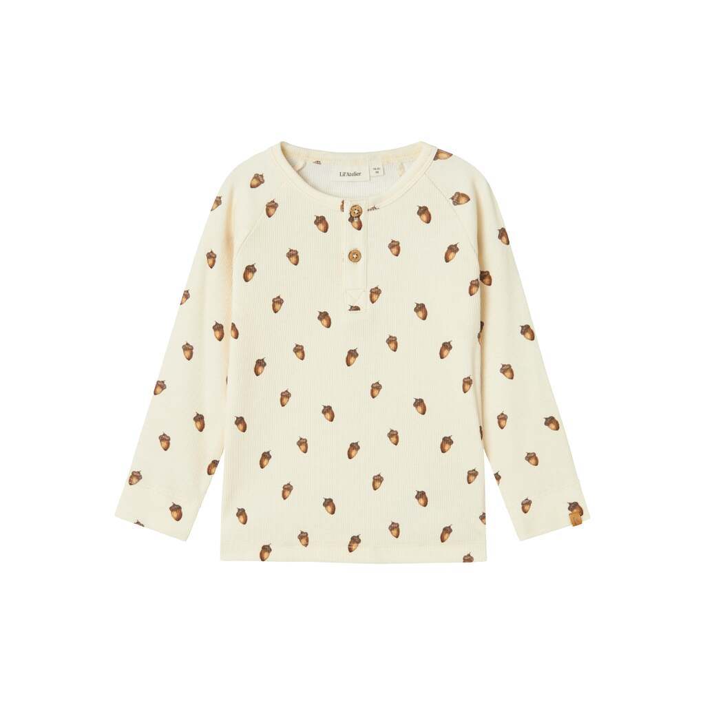 Lil Atelier Gavo Elo Slim Top - Turtledove/Acorn - 92 cm