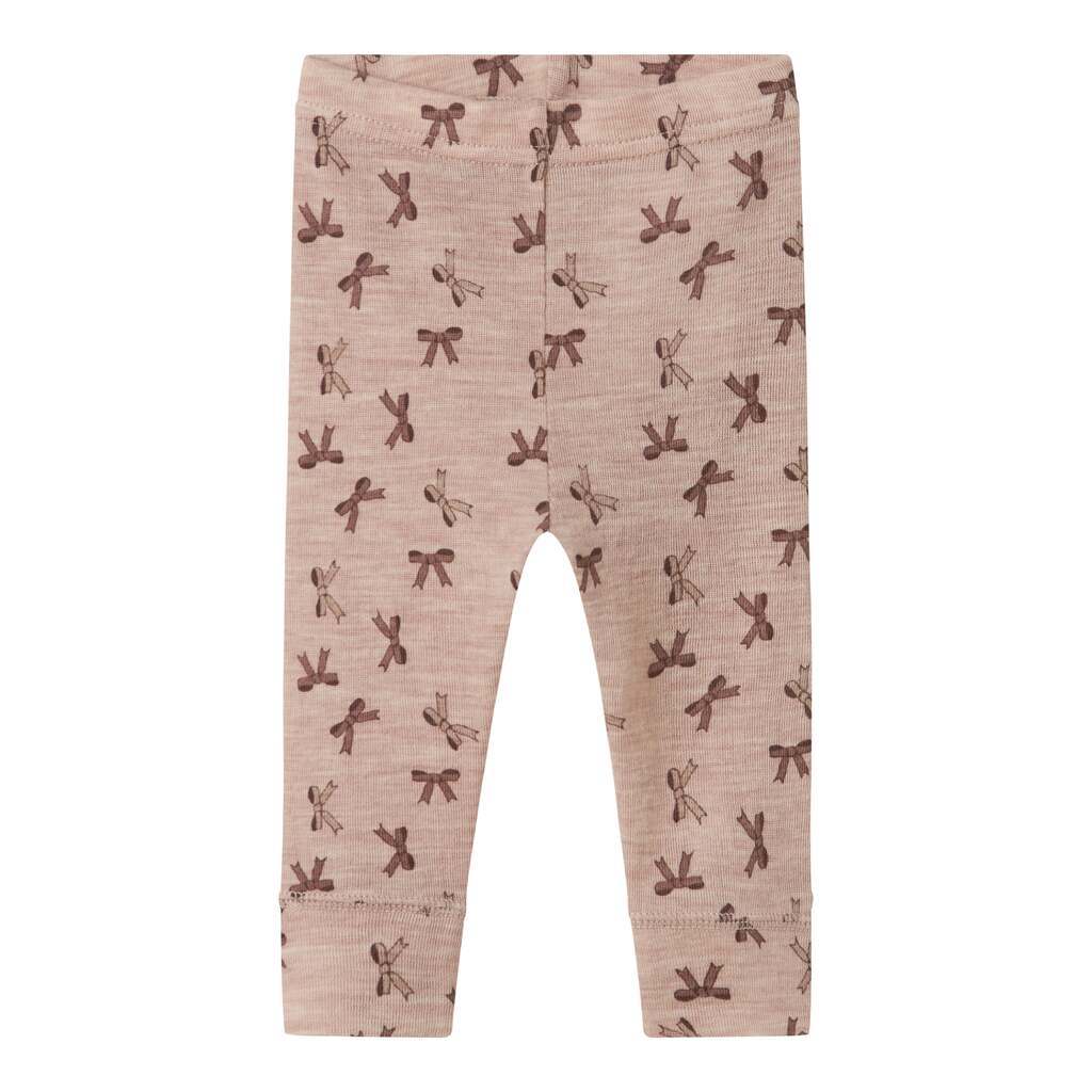 Name It Wang Wool Rib Leggings - Shadow Gray/Bow - 50 cm