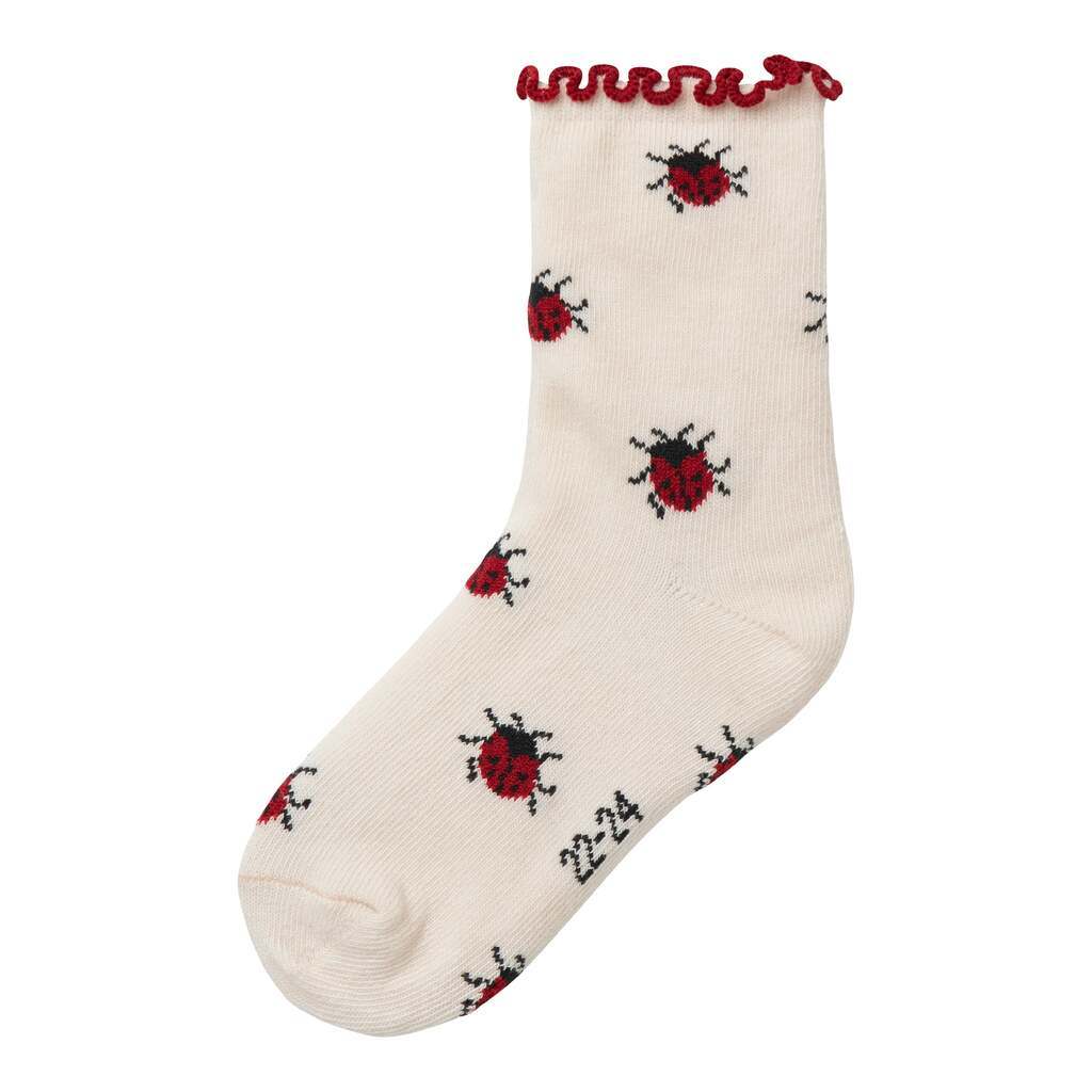 Lil Atelier Darlene Socks - Silver Peony/Ladybug - 19/21