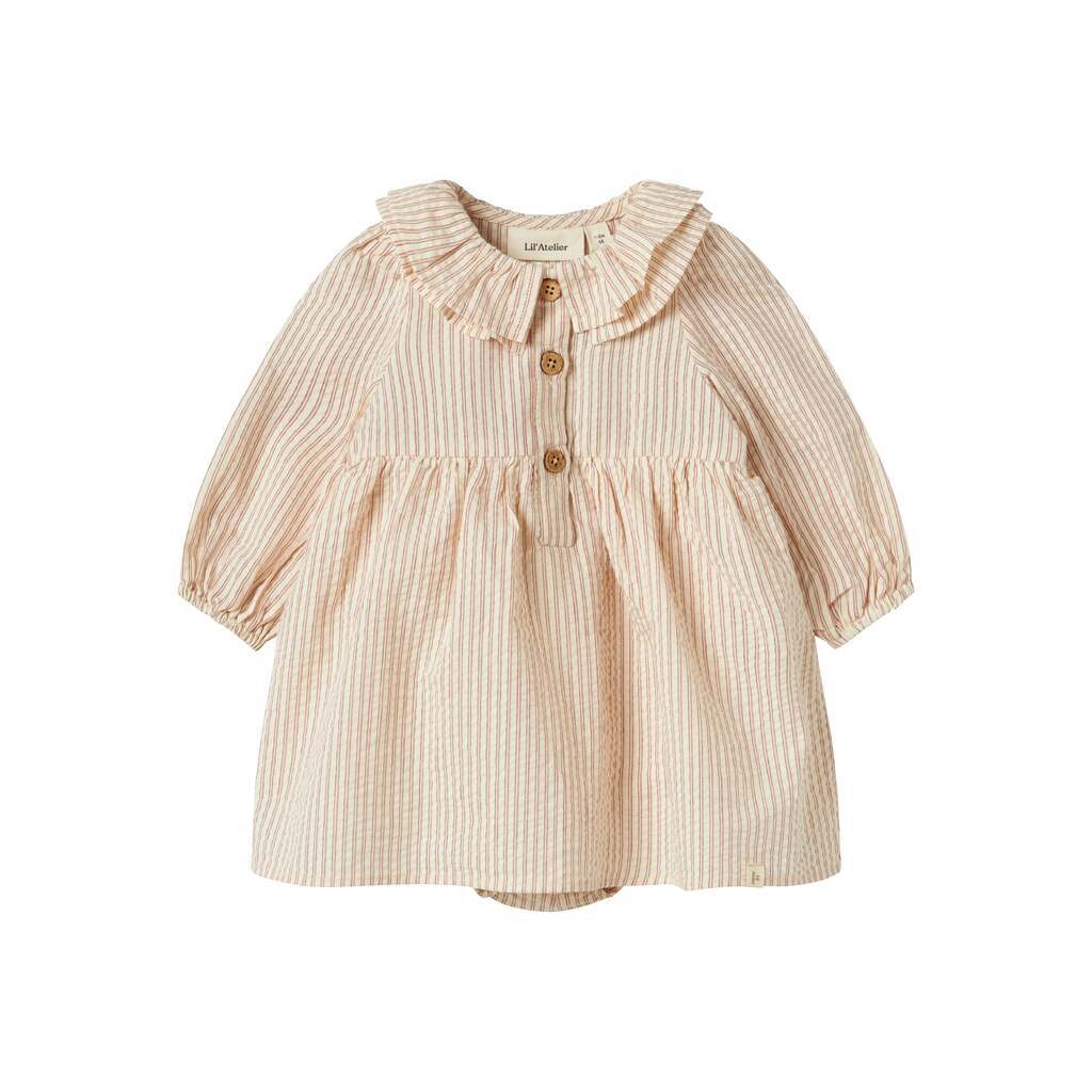 Lil Atelier Lucia LS Body Dress - Turtledove - 56 cm