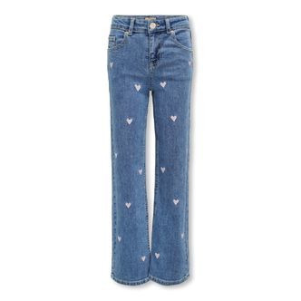 Only Mini Juicy Wide Leg Heart Jeans - Light Medium Blue Denim - 92 cm