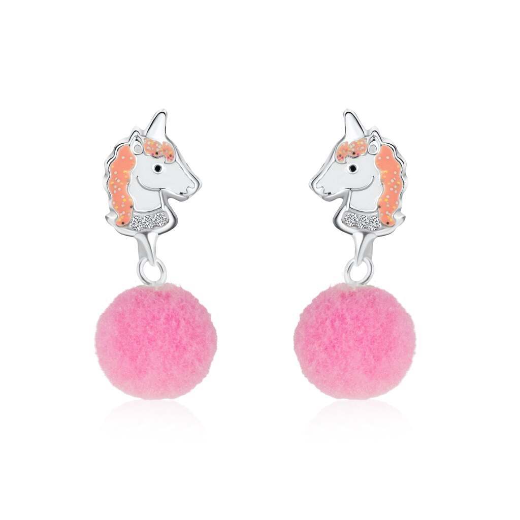 Enhjørning Ørestikker med Pink Pom Pom'er