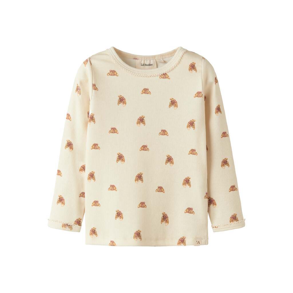 Lil Atelier Lavo Egi LS Slim Top - Turtledove/Croissant - 92 cm