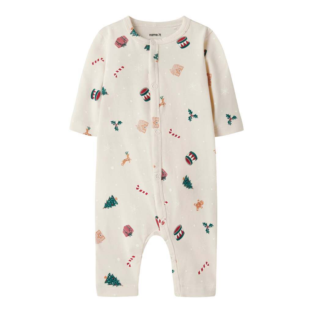 Name It Vismas Natdragt - Whitecap Gray/Xmas - 50 cm