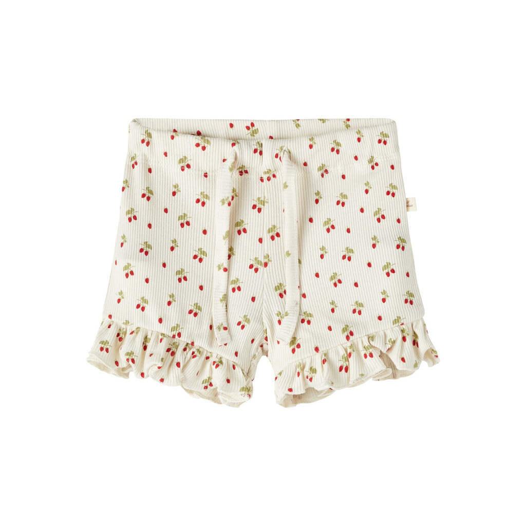Lil Atelier Gago Slim Shorts med Jordbær - Turtledove - 56 cm