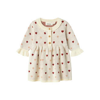 Lil Atelier Saran Knit Dress Heart - Turtledove - 56 cm